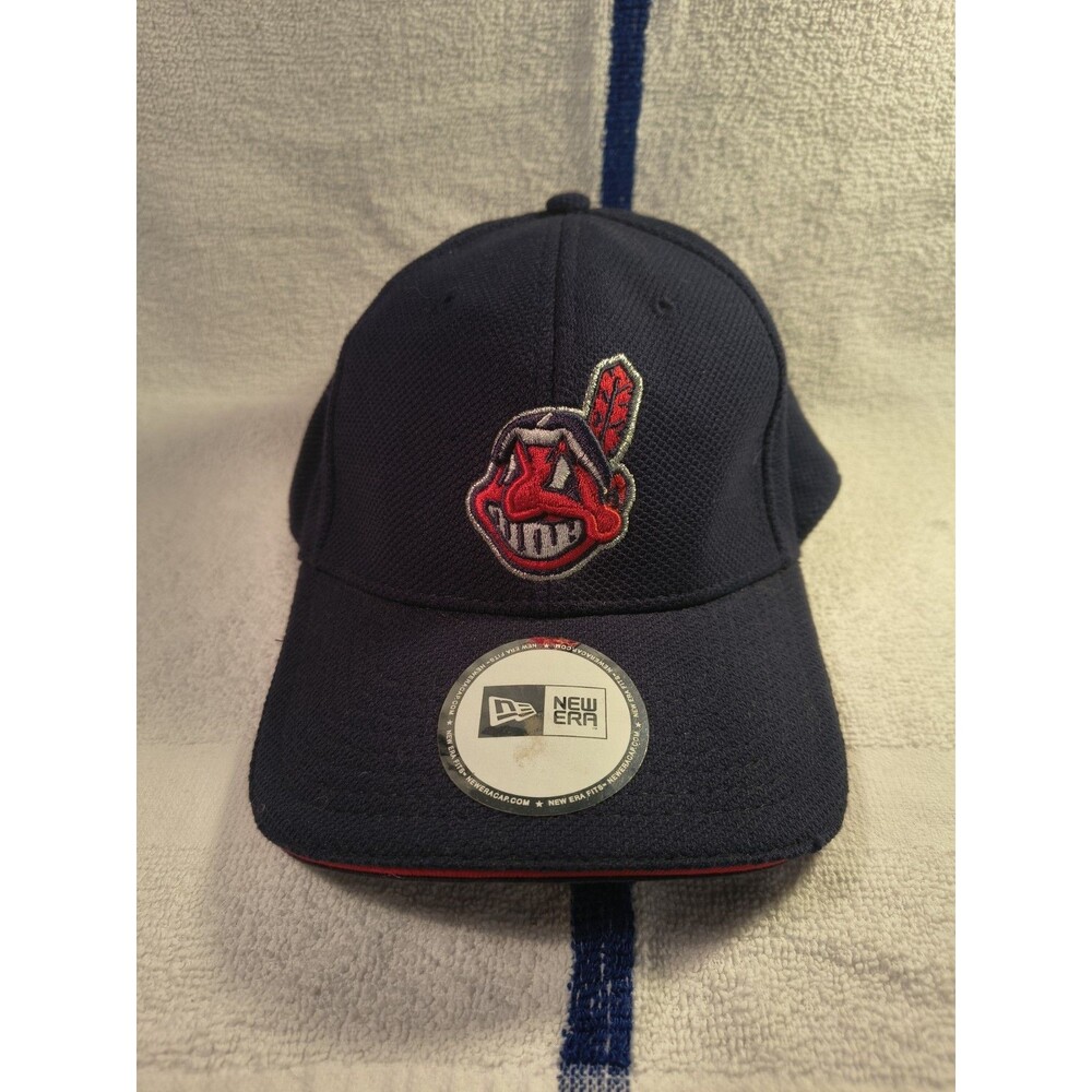 New Era A-Flex Cleveland Indians Hat Large Chief Wahoo Diamond Era MLB Navy Cap
